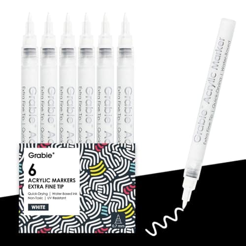 Grabie Acrylic Paint Markers Review – 6-Pack White 0.7mm Fine Tip