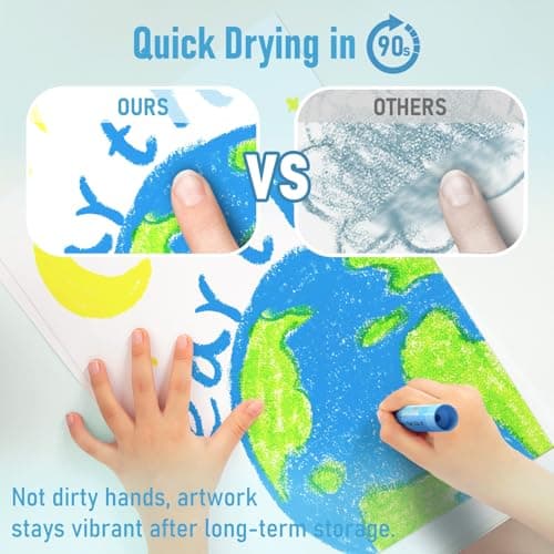 JUPITEARTH 36 Colors Tempera Paint Sticks with 120 PDF Coloring Pages and 30 Stickers, Quick Drying, Smooth, Non-Toxic and Washable Paint Sticks for Kids Drawing on Pumpkin, Wood, Rock, Glass