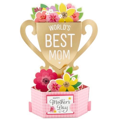 Hallmark Pop Up Mother's Day Card for Mom (World's Best Mom Trophy) 3D Card from Child, Daughter, Son