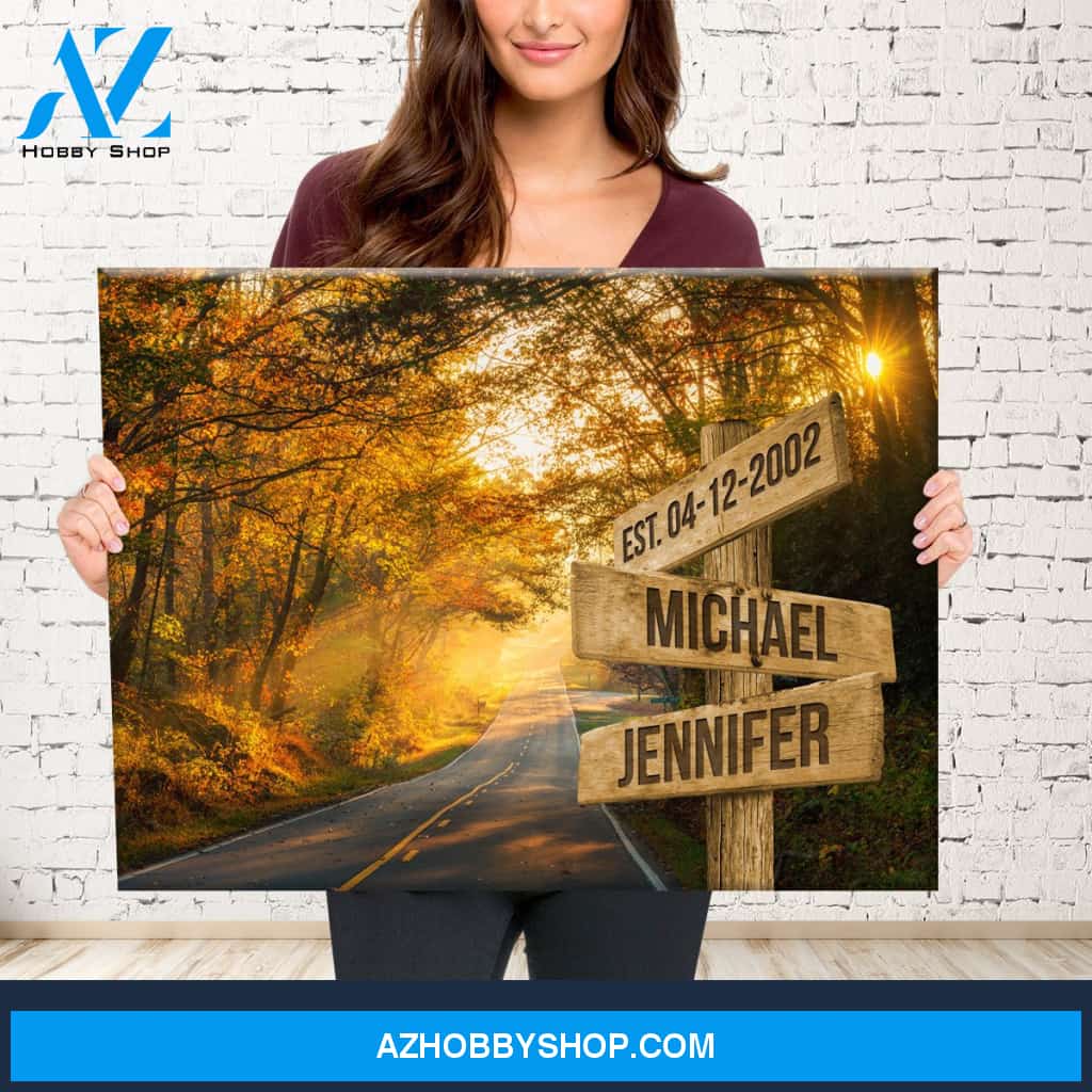 Autumn Road Color Names Premium Canvas