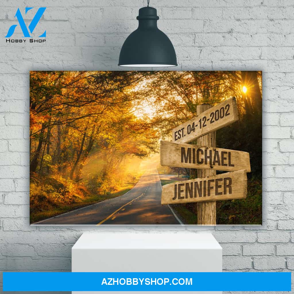 Autumn Road Color Names Premium Canvas
