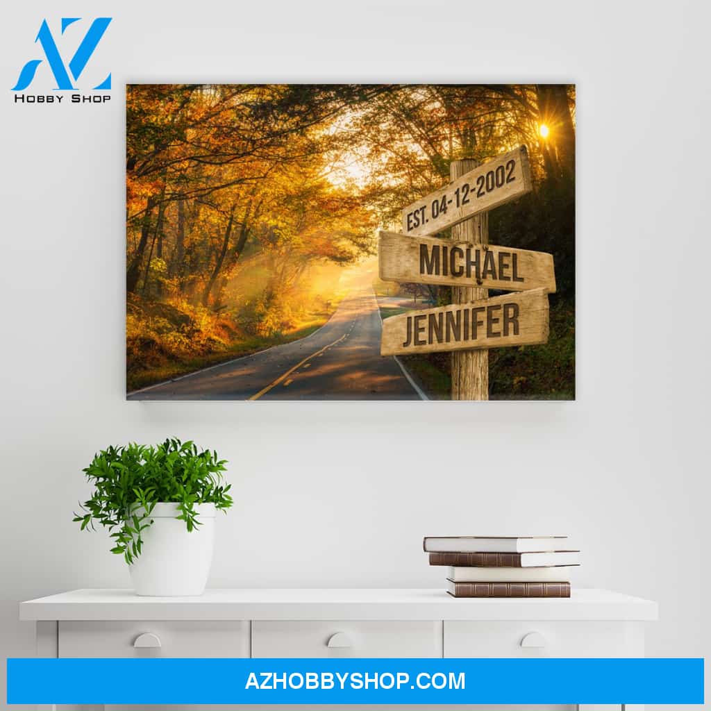 Autumn Road Color Names Premium Canvas