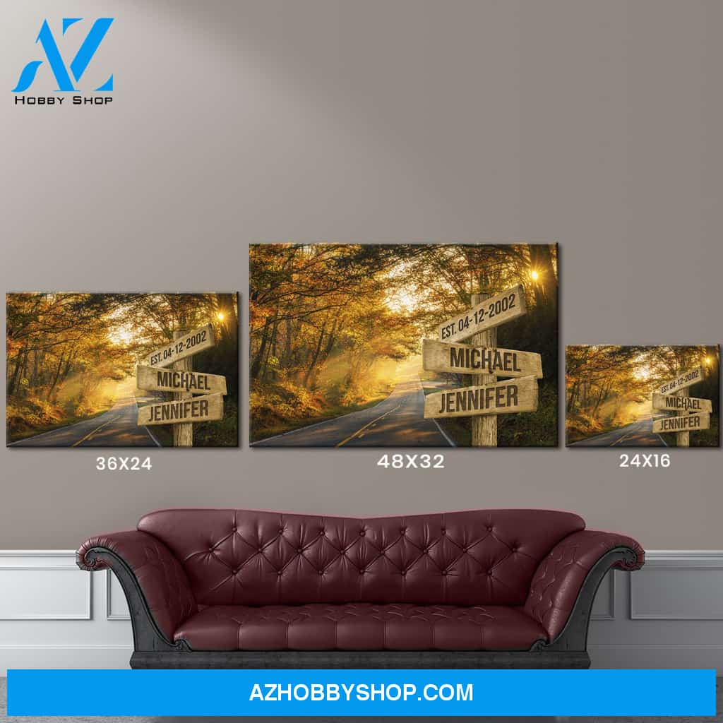 Autumn Road Color Names Premium Canvas