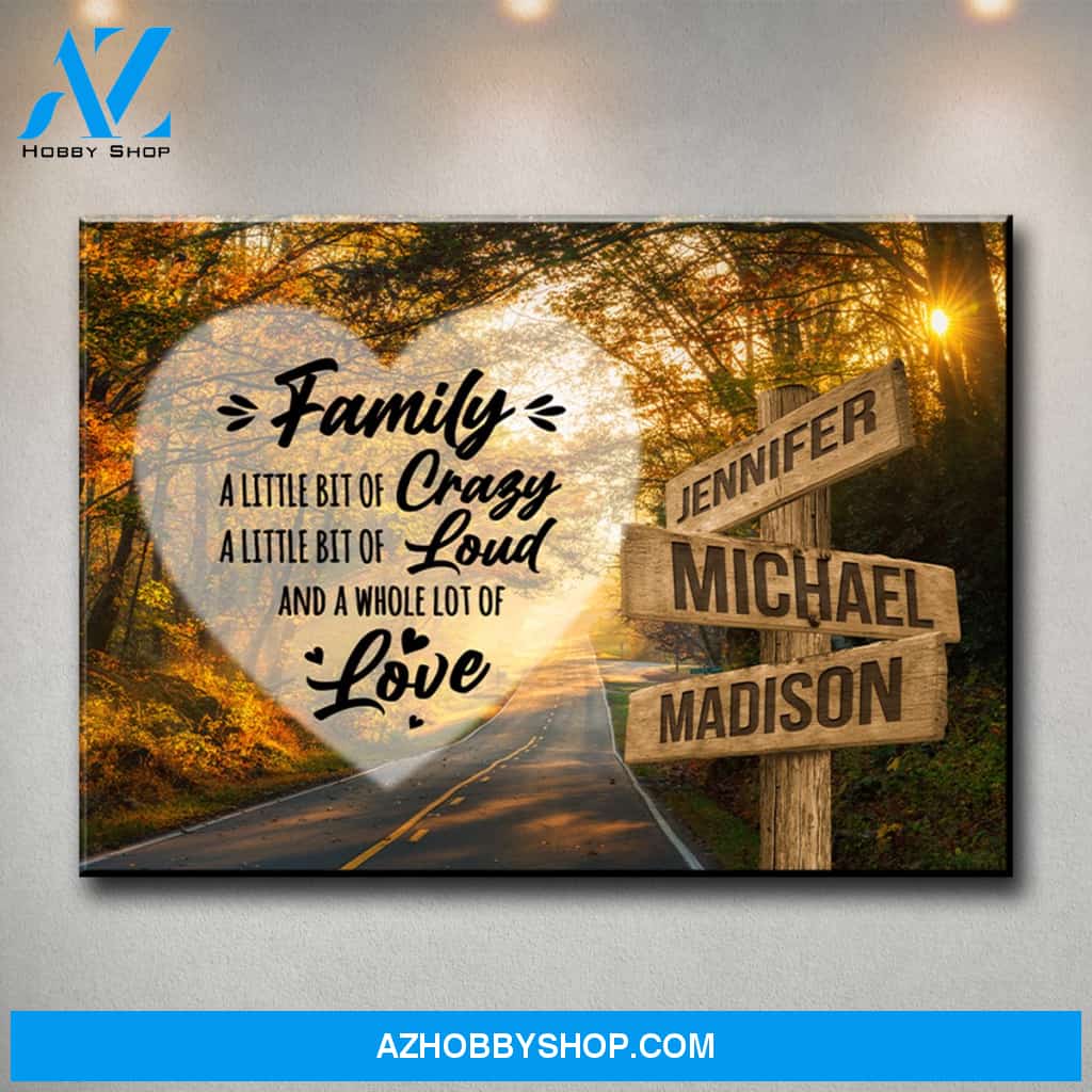 Autumn Road Heart Color Saying 2 Multi-Names Premium Canvas