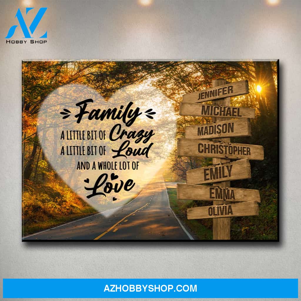 Autumn Road Heart Color Saying 2 Multi-Names Premium Canvas