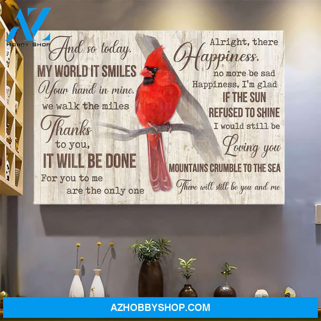 Cardinal - And so today my world it smiles Heaven Landscape Canvas Prints - Wall Art