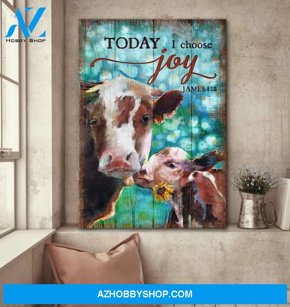 Cow family - Today I choose Joy - Jesus Portrait Canvas Prints - Wall Art