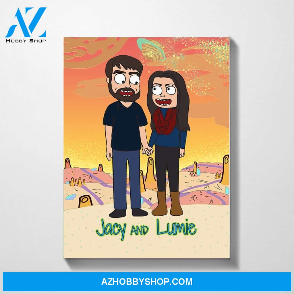Custom Cartoon Canvas Portrait, Personalized Anniversary Family Gifts