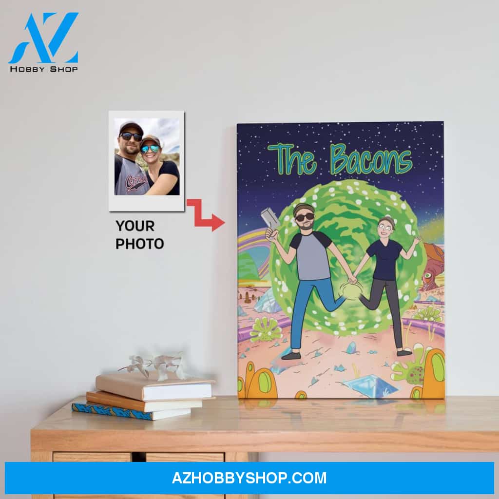 Custom Cartoon Canvas Portrait, Personalized Anniversary Family Gifts