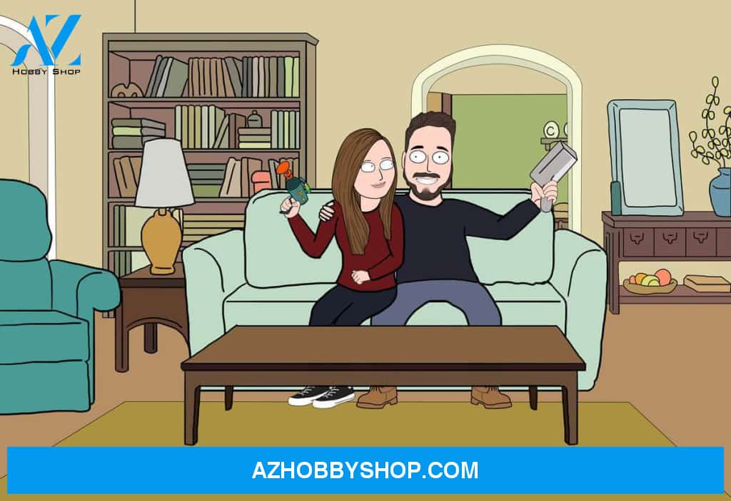 Custom Cartoon Portrait Landscape Canvas, Personalized Anniversary Family Gifts