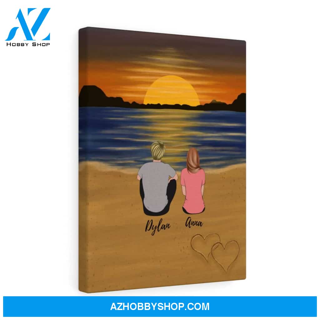 Custom Couple at the Sunset Beach Premium Canvas