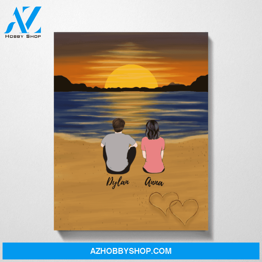 Custom Couple at the Sunset Beach Premium Canvas