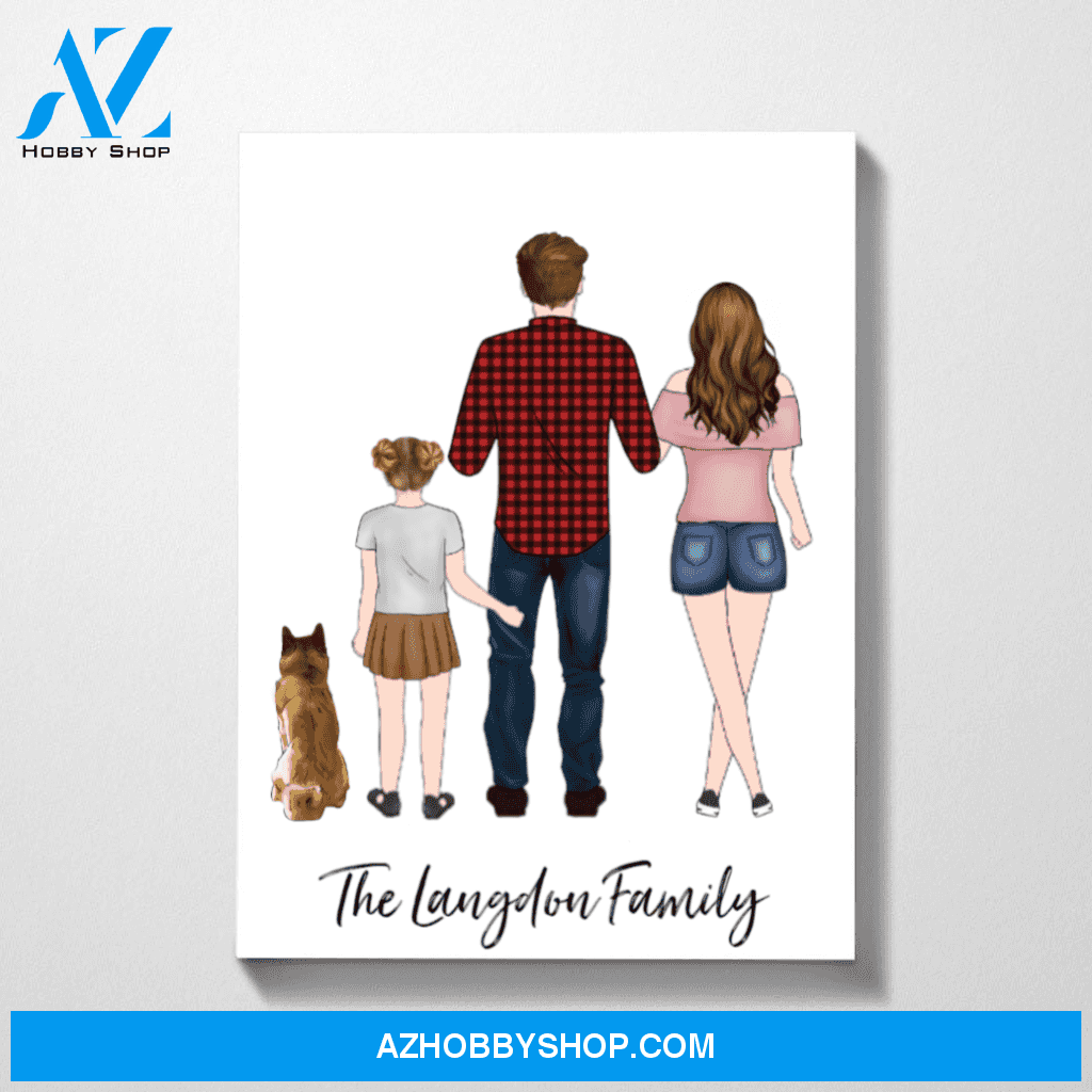 Custom Family and Dog Personalized Premium Canvas Gifts for Family Members