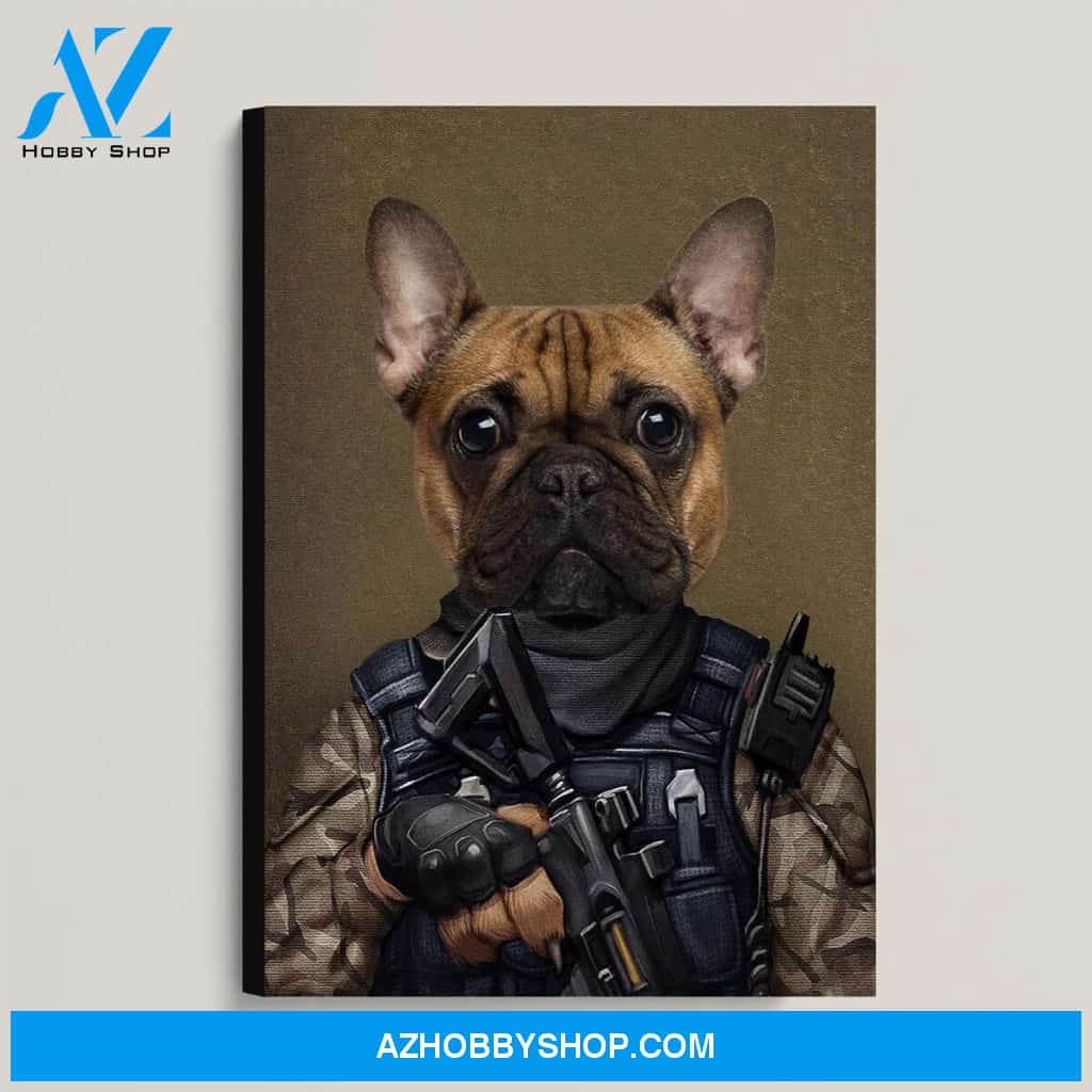 Custom Pet Portrait, The Military Canvas Prints