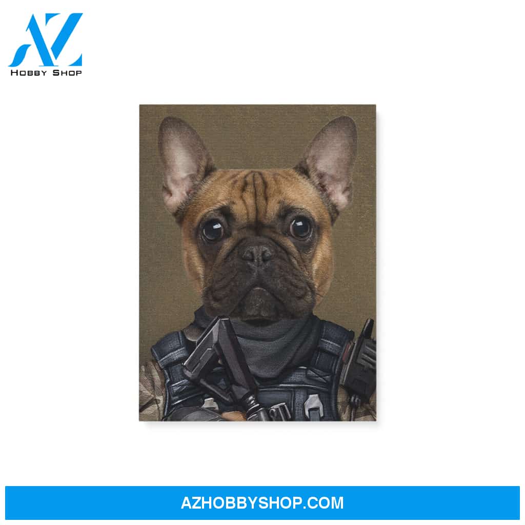 Custom Pet Portrait, The Military Canvas Prints