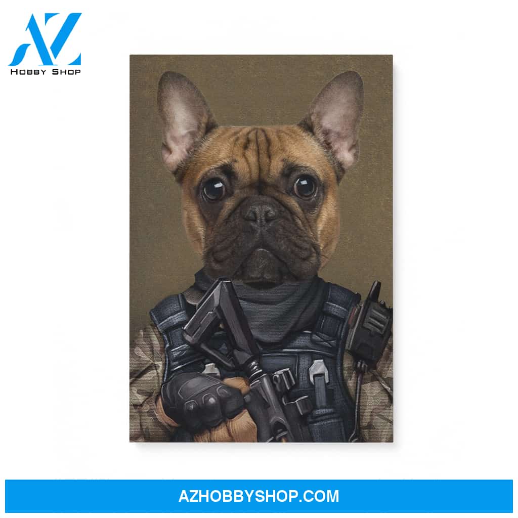 Custom Pet Portrait, The Military Canvas Prints