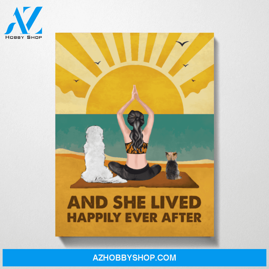 Custom Yoga Girl and Dogs Premium Canvas Personalized Gift for Dogs Lovers