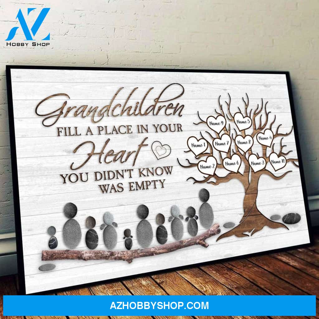 Grandchildren Fill A Place In Your Heart, Family Custom Canvas & Poster, Gift For Family