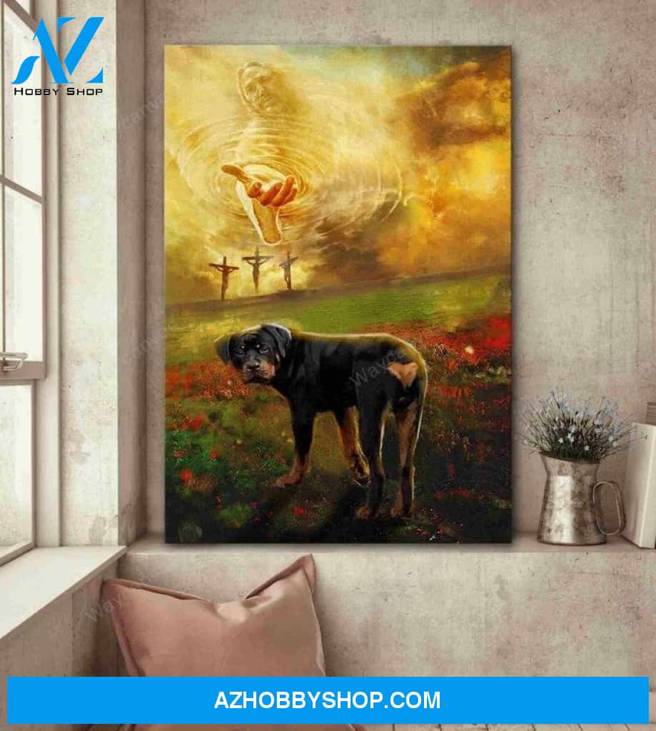 Jesus and Rottweiler - To the beautiful world Rottweiler Portrait Canvas Prints - Wall Art