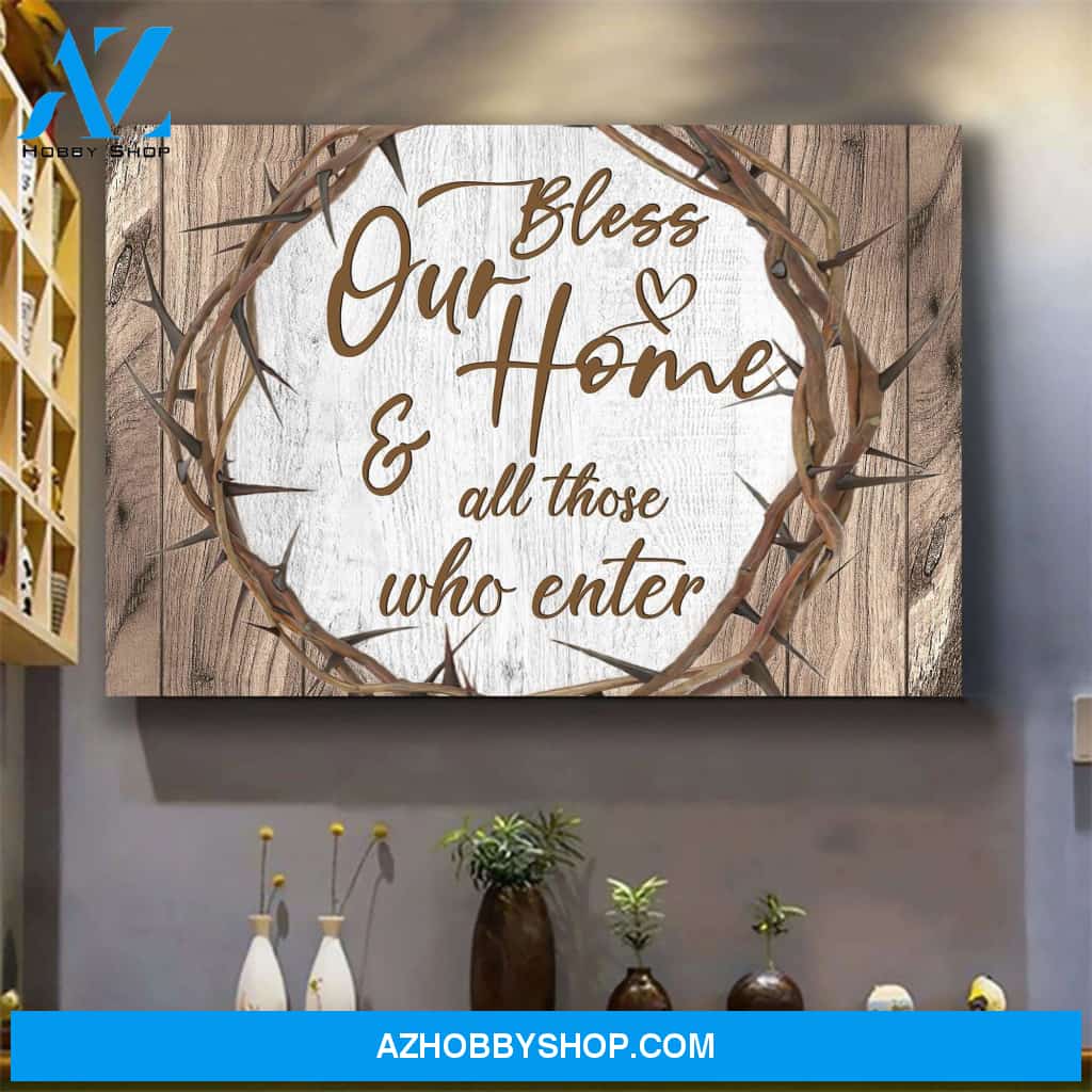 Jesus - Bless our home and all those who enter - Quote only - Landscape Canvas Prints - Wall Art
