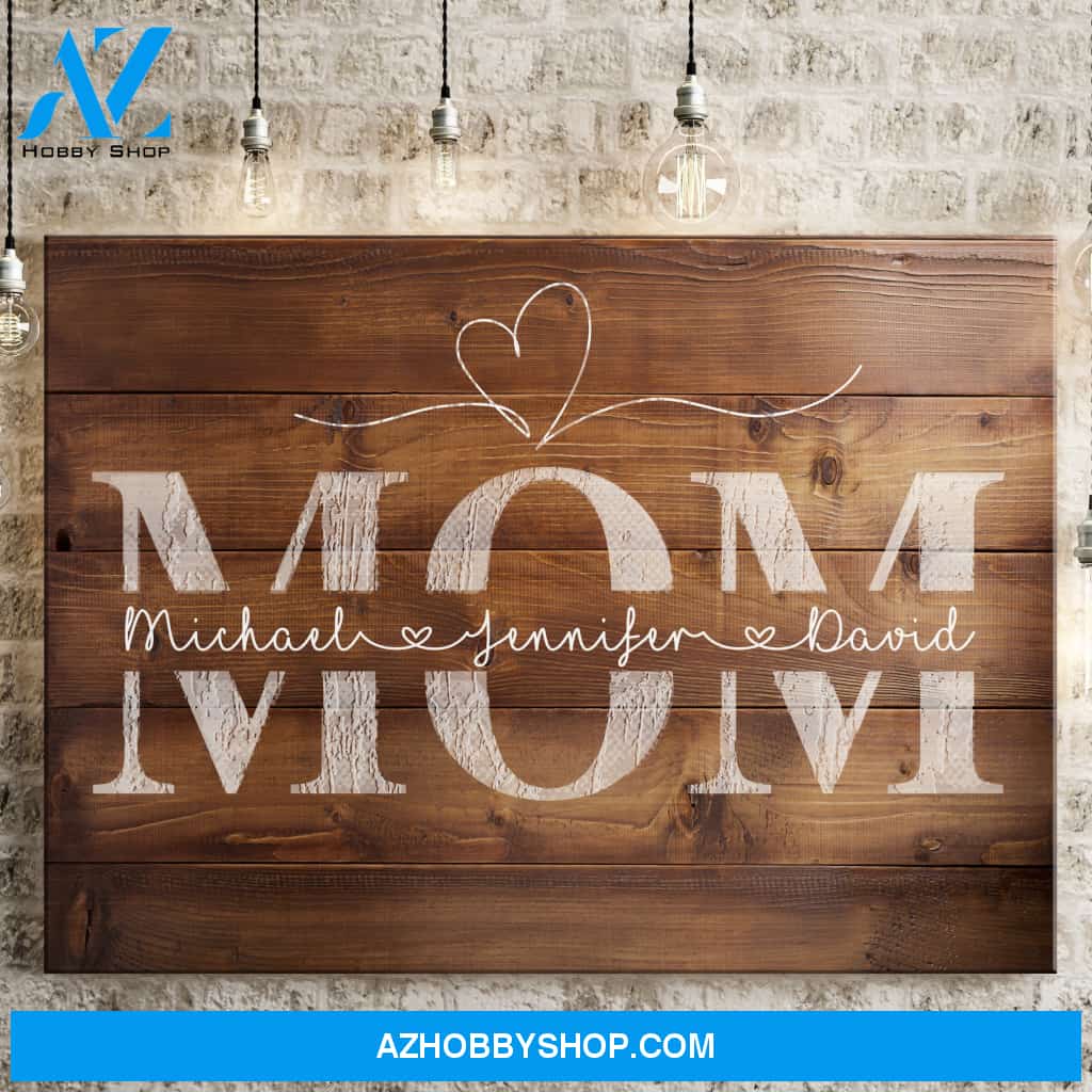 Mom Names Wood-Inspired Premium Canvas