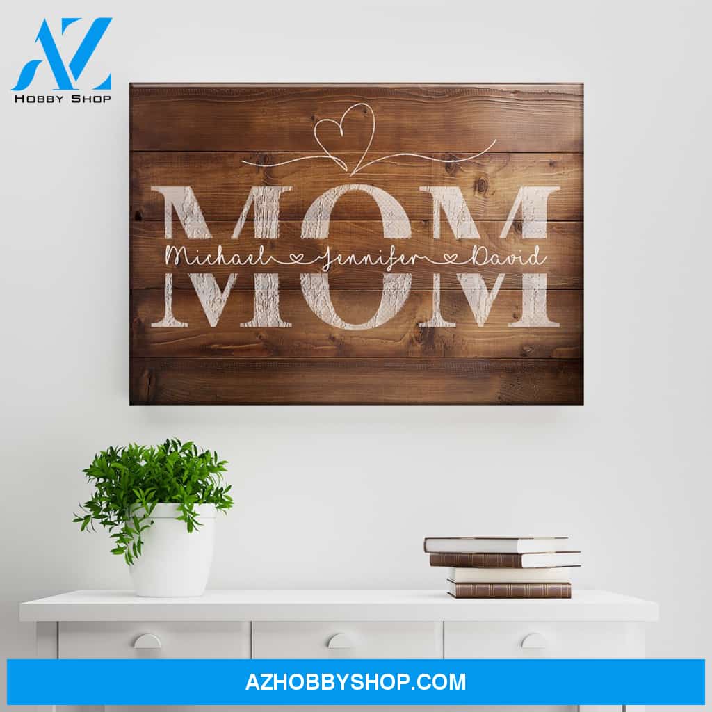 Mom Names Wood-Inspired Premium Canvas