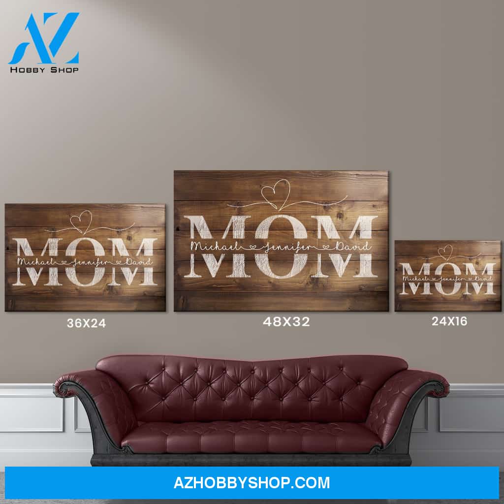 Mom Names Wood-Inspired Premium Canvas
