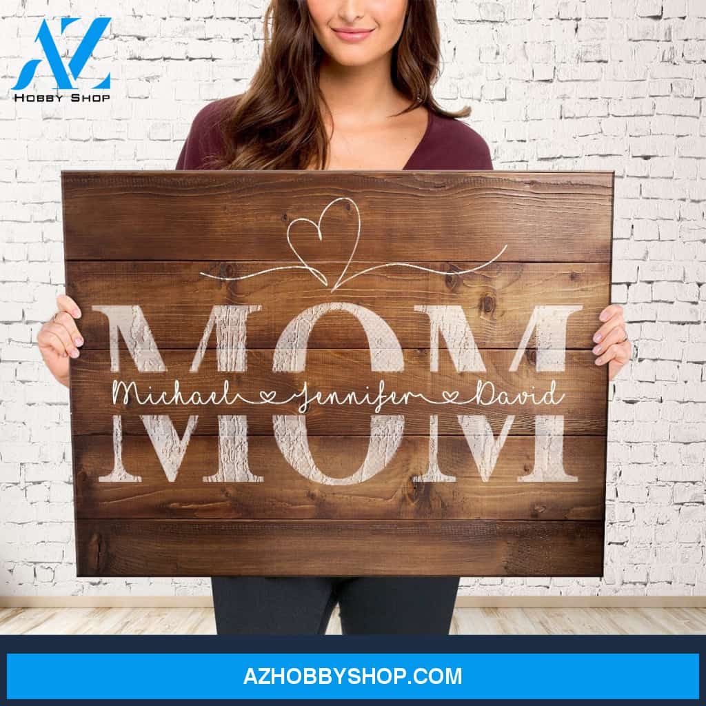 Mom Names Wood-Inspired Premium Canvas
