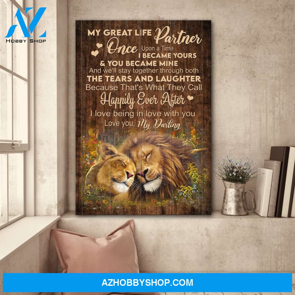 My great life partner - I love being in love with you Couple Portrait Canvas Prints - Wall Art