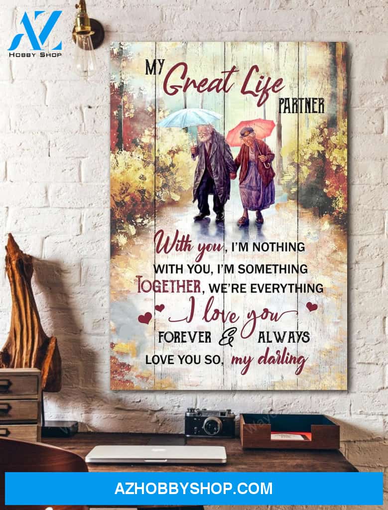 My great life partner - I love you forever & always Couple Portrait Canvas Prints - Wall Art