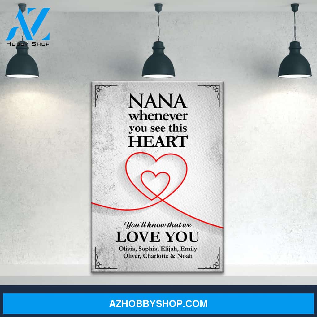 Nana Heart Multi-Names Premium Canvas