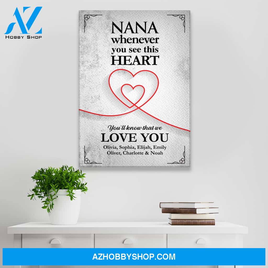 Nana Heart Multi-Names Premium Canvas