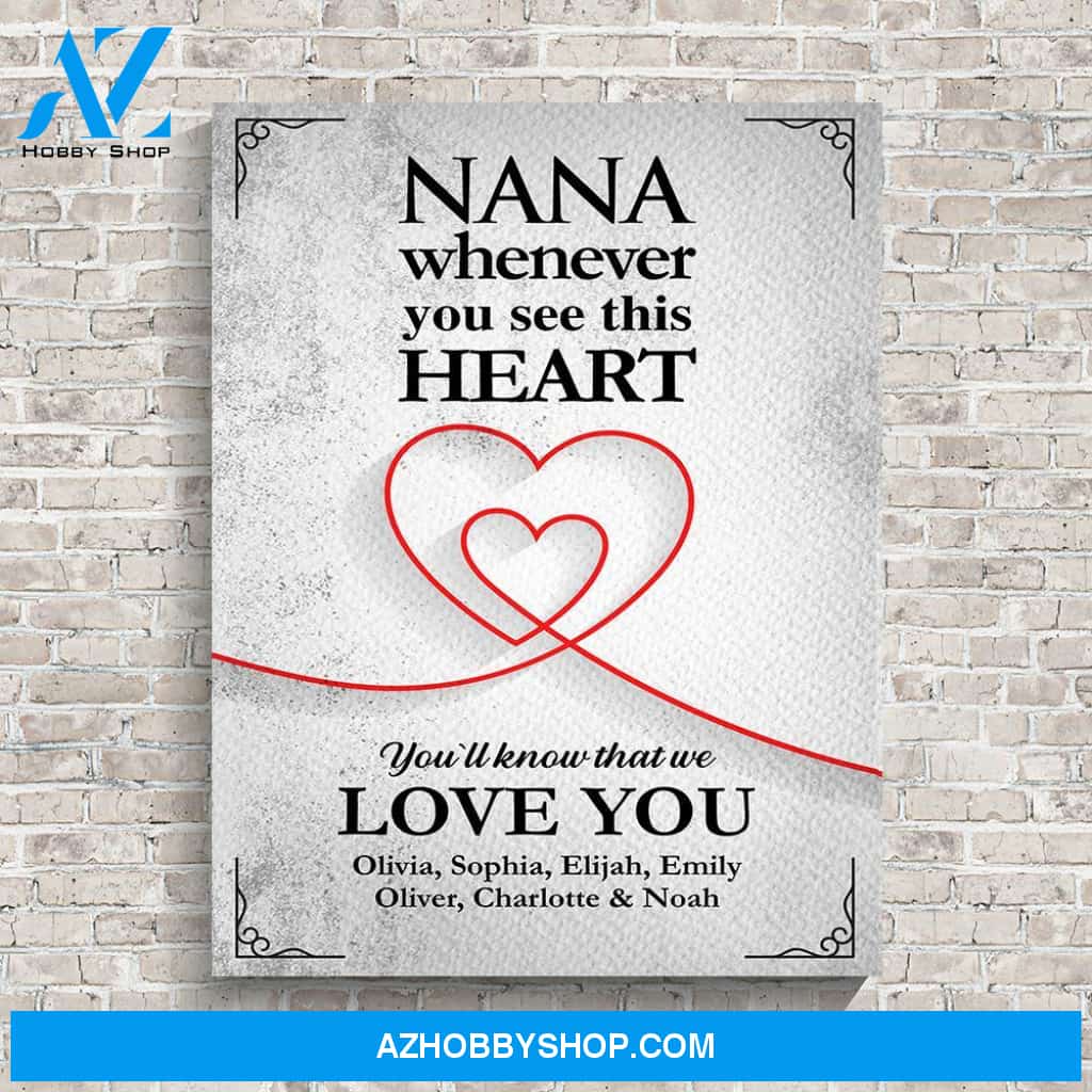 Nana Heart Multi-Names Premium Canvas