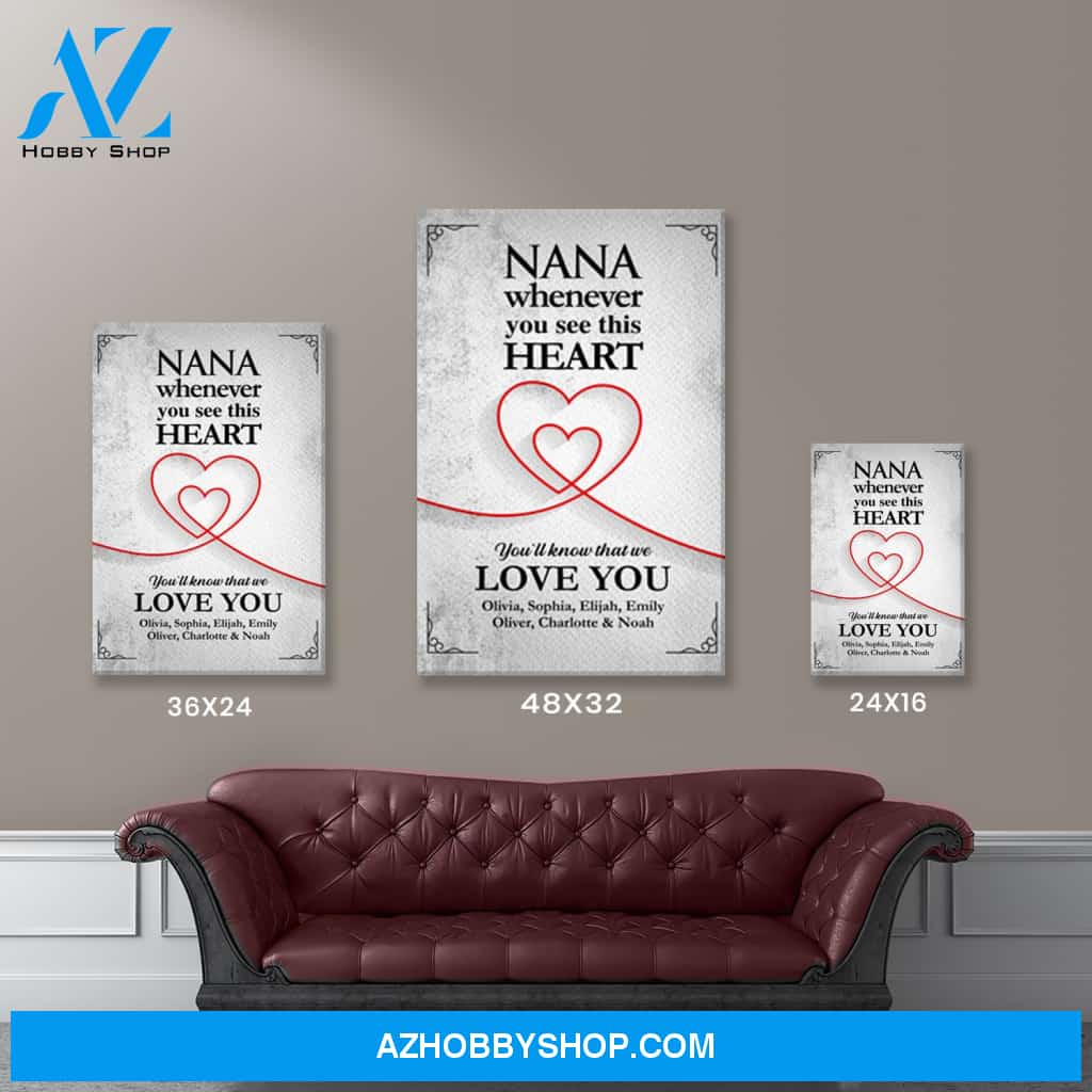 Nana Heart Multi-Names Premium Canvas