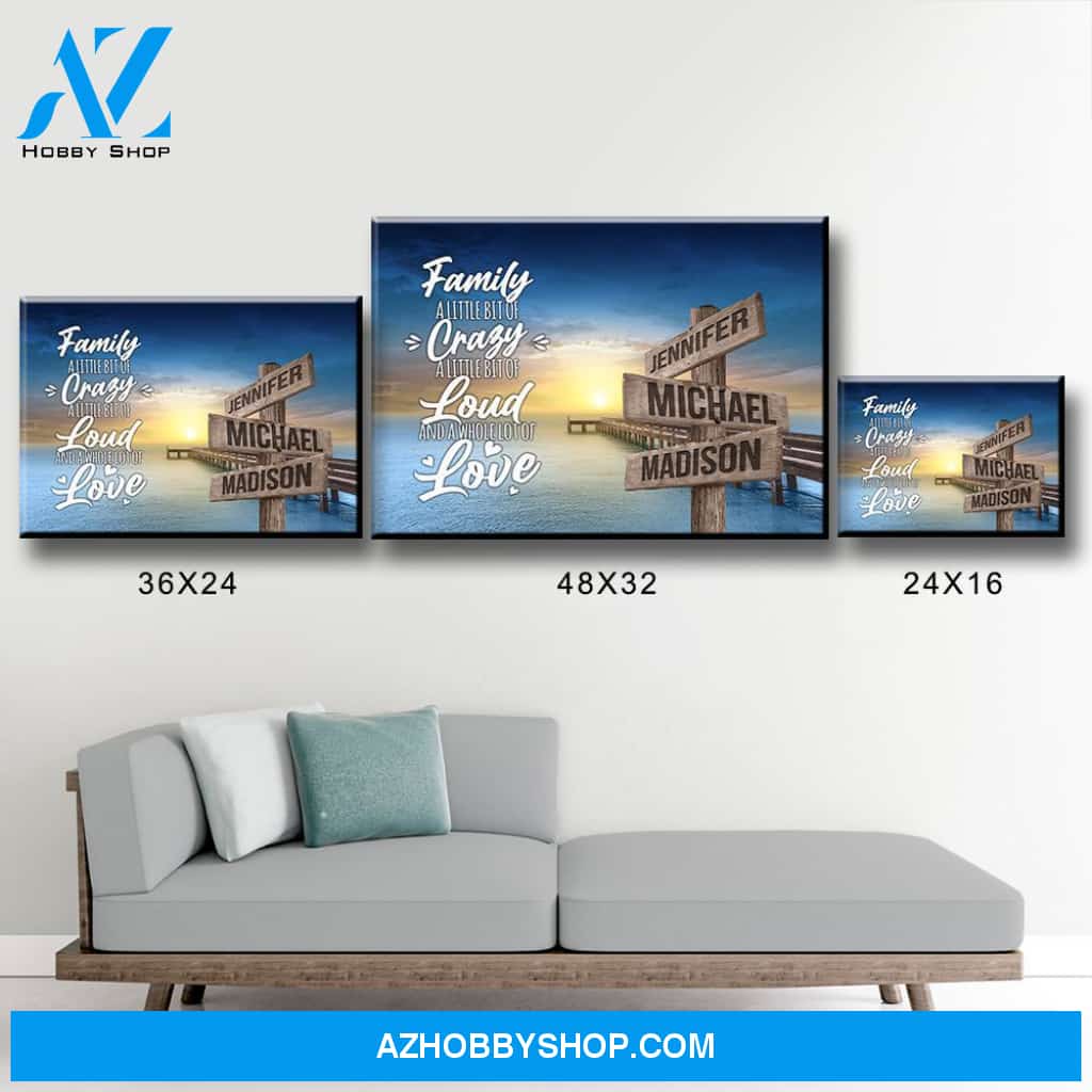 Ocean Dock Color Saying 2 Multi-Names Premium Canvas