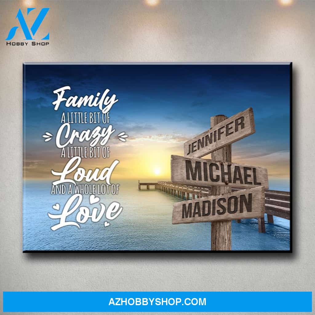 Ocean Dock Color Saying 2 Multi-Names Premium Canvas