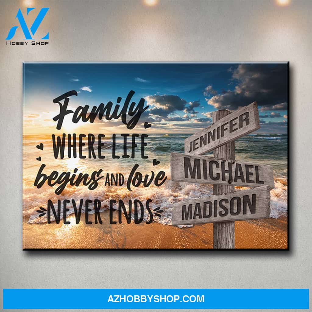 Ocean Sunset Color with Saying 6 Multi-Names Premium Canvas