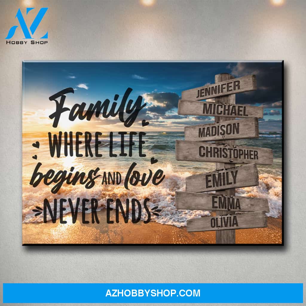 Ocean Sunset Color with Saying 6 Multi-Names Premium Canvas
