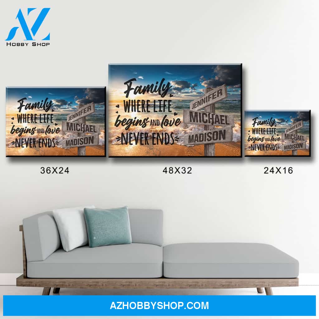 Ocean Sunset Color with Saying 6 Multi-Names Premium Canvas