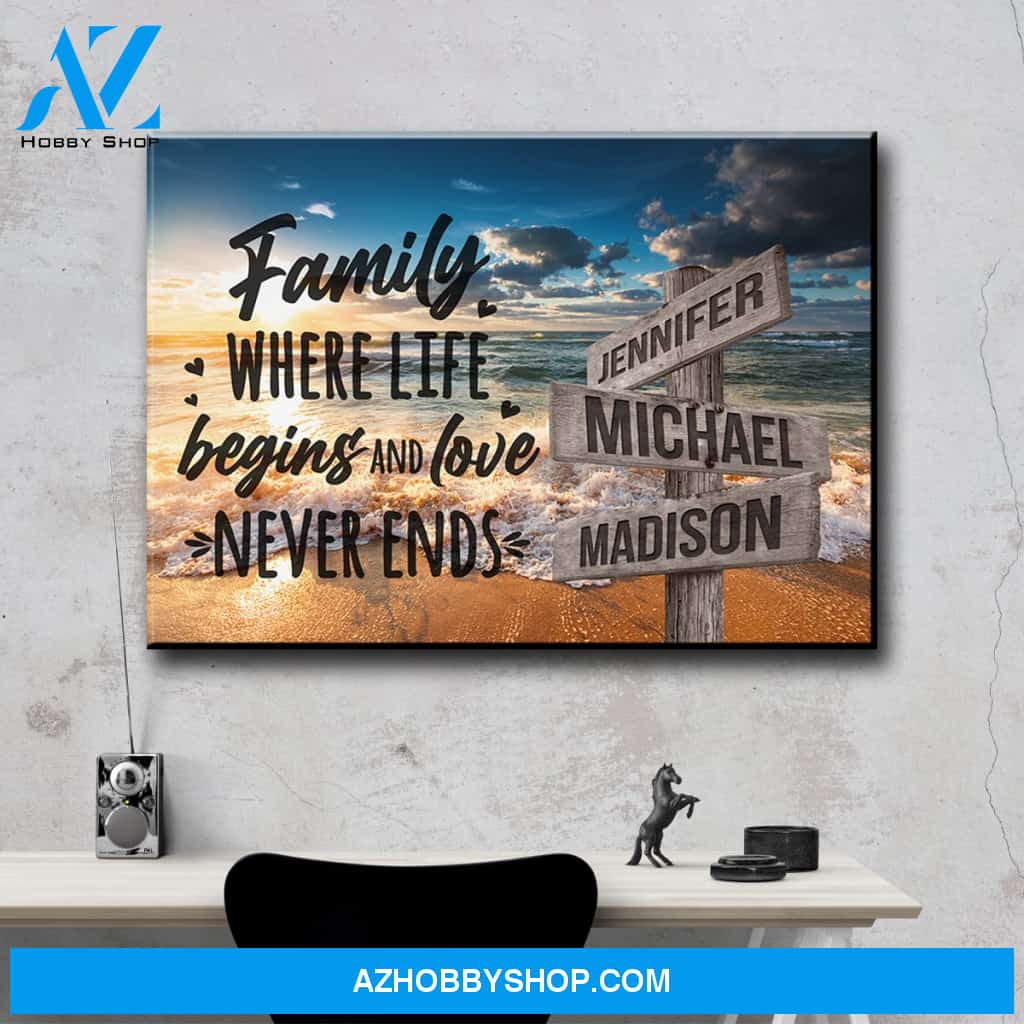 Ocean Sunset Color with Saying 6 Multi-Names Premium Canvas