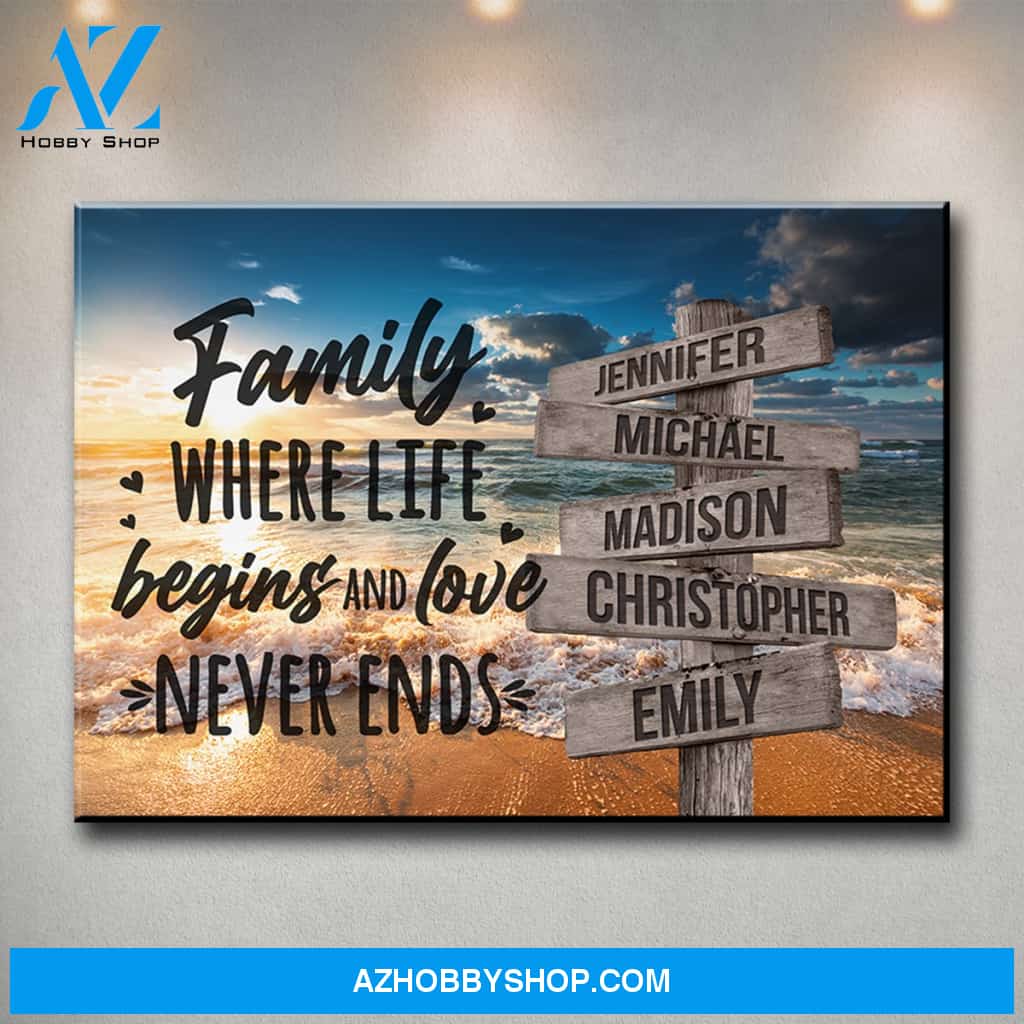 Ocean Sunset Color with Saying 6 Multi-Names Premium Canvas