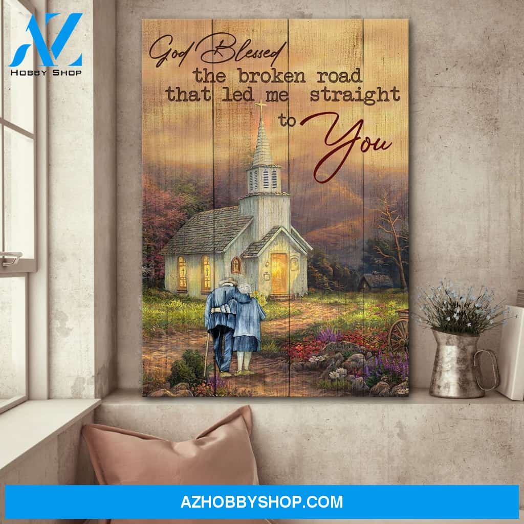 Old couple - God blessed the broken road - Couple Portrait Canvas Prints - Wall Art