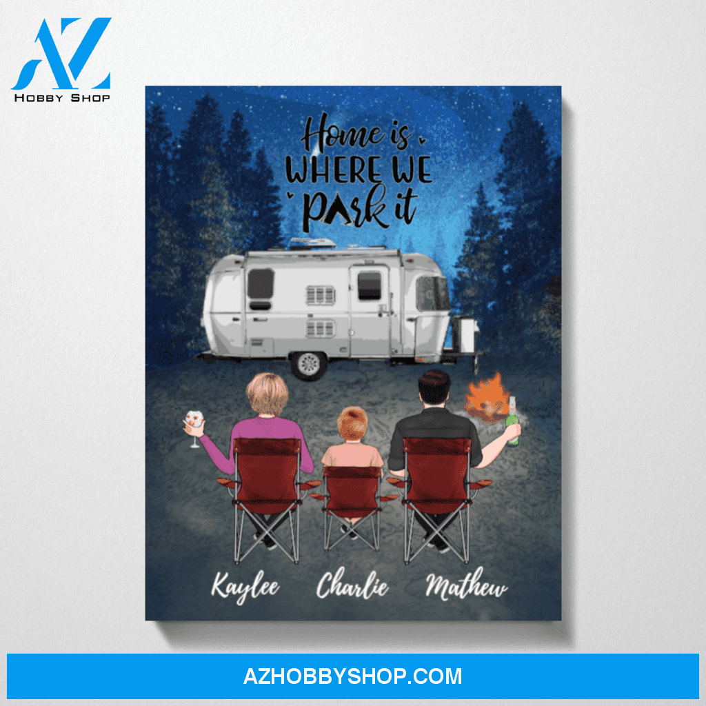 Personalized Canvas, Camping Family Sitting On Chair Gift for Campers