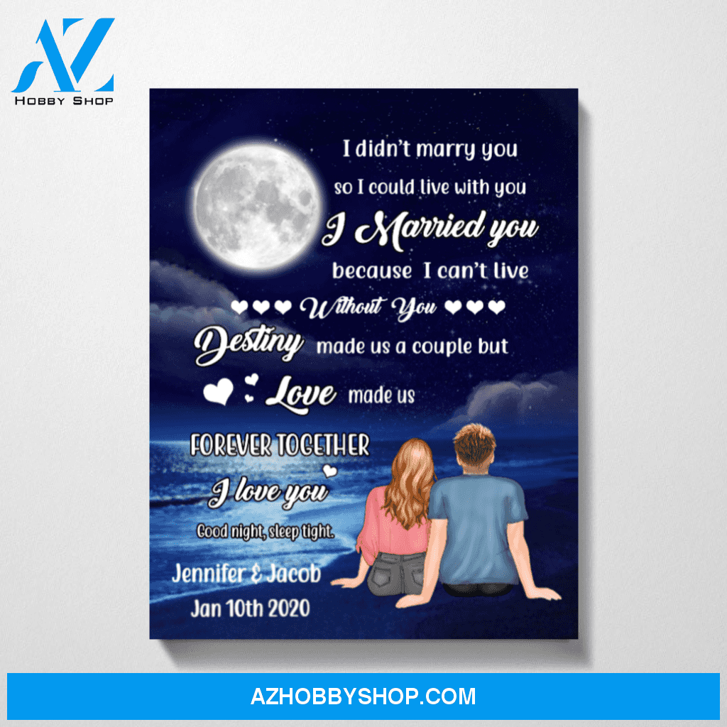 Personalized Canvas, Couple On The Beach At Night Gift for Husband Wife