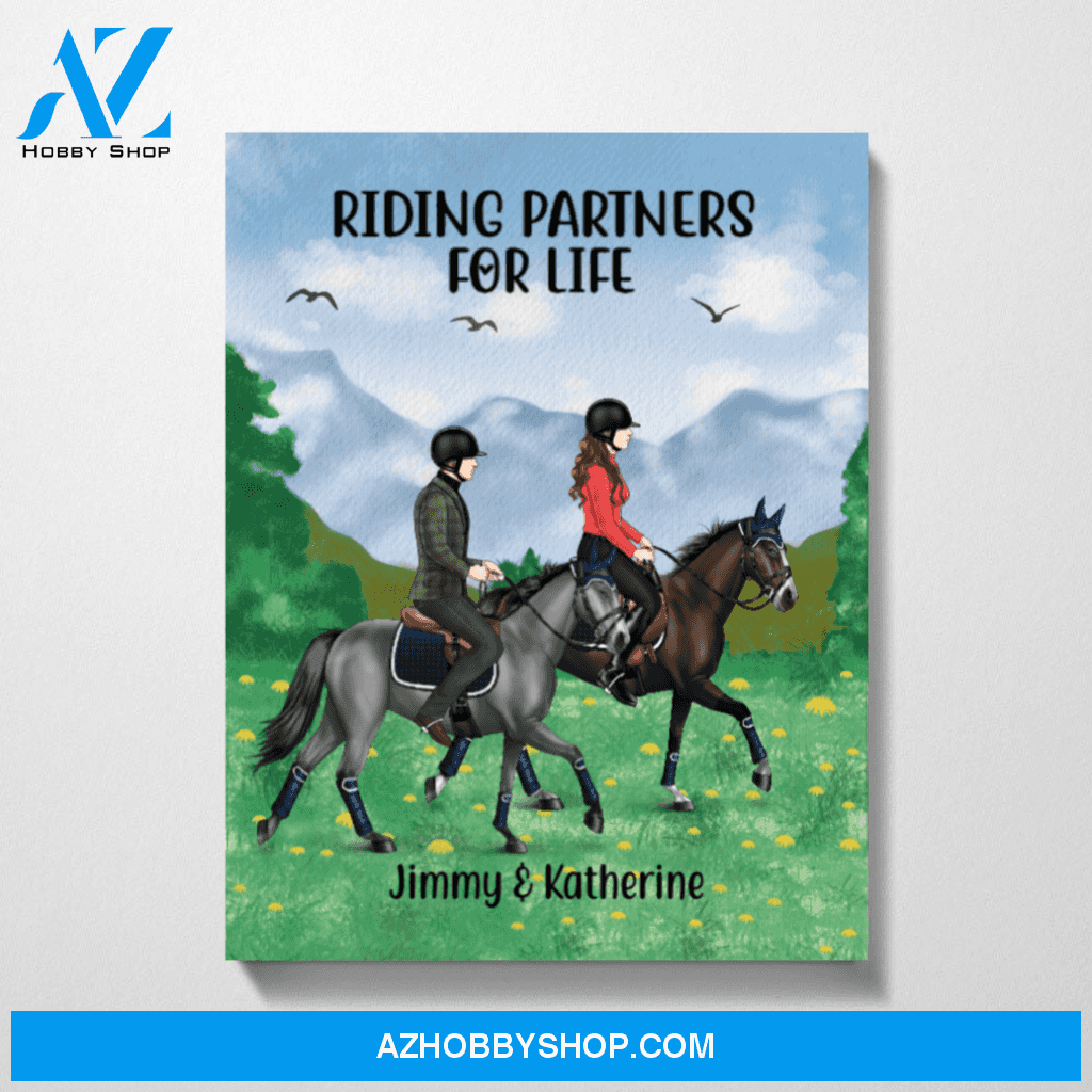 Personalized Canvas, Horse Riding Side View, Custom Gift for Horse Lovers