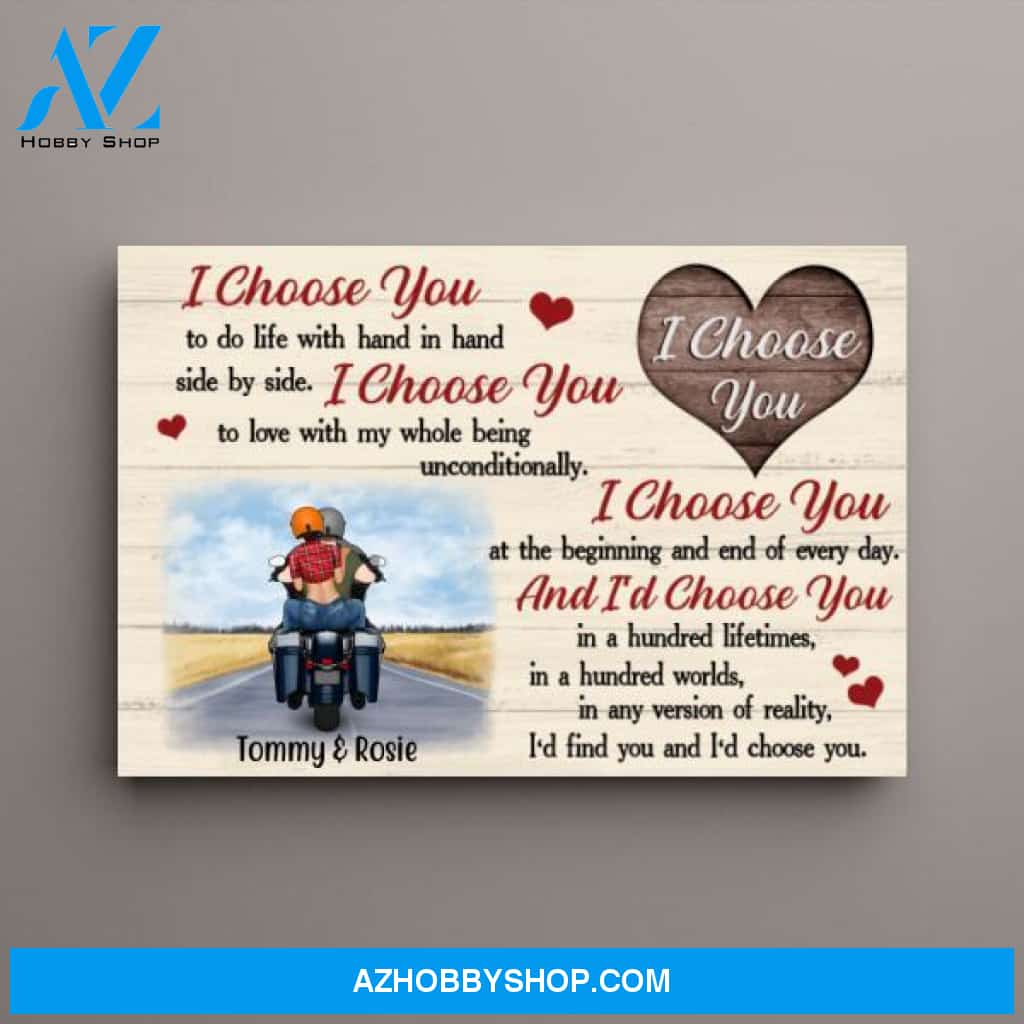 Personalized Canvas, I Choose You To Do Life with, Motorbike Couple, Trike Bike, Gifts for Motorcycle Lovers