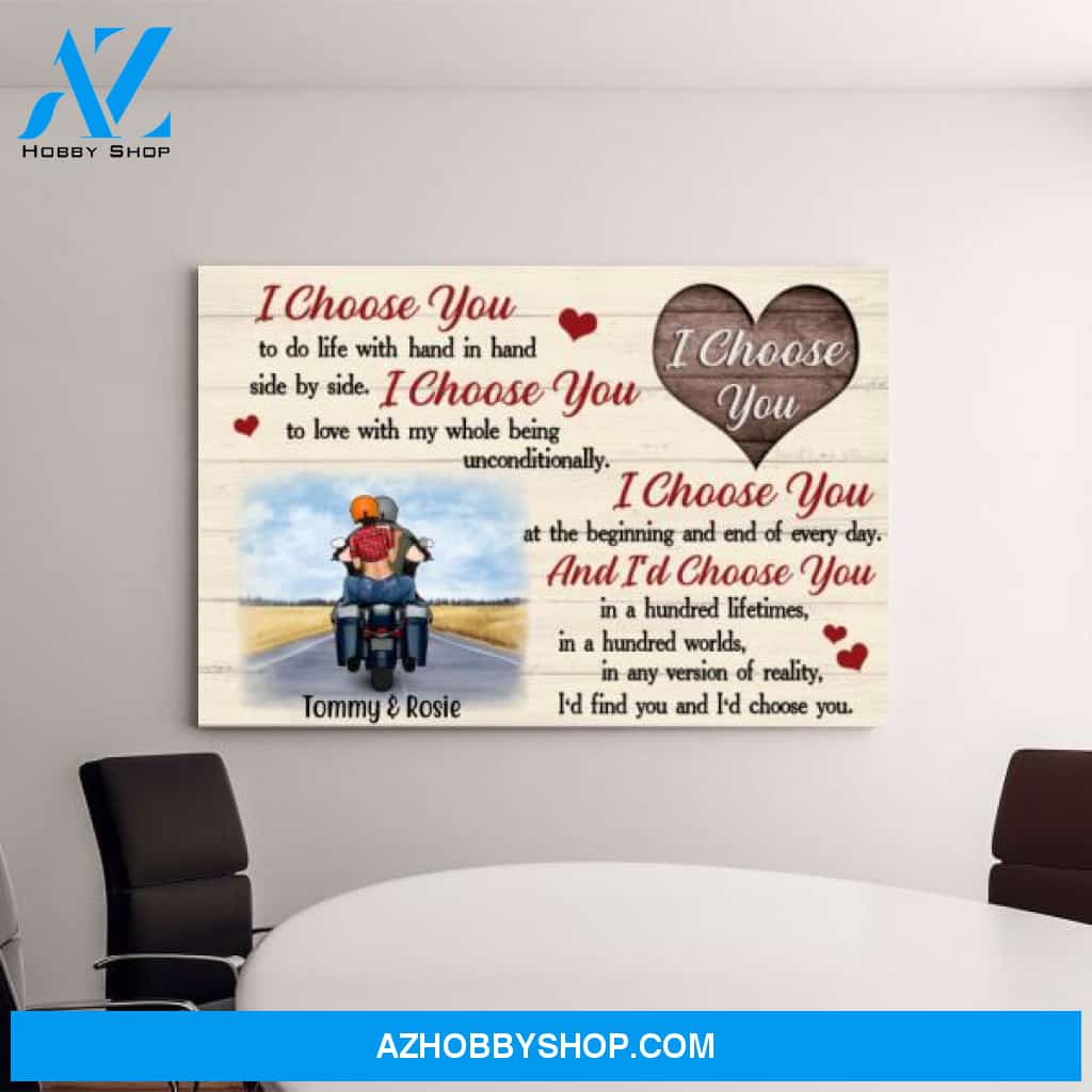 Personalized Canvas, I Choose You To Do Life with, Motorbike Couple, Trike Bike, Gifts for Motorcycle Lovers