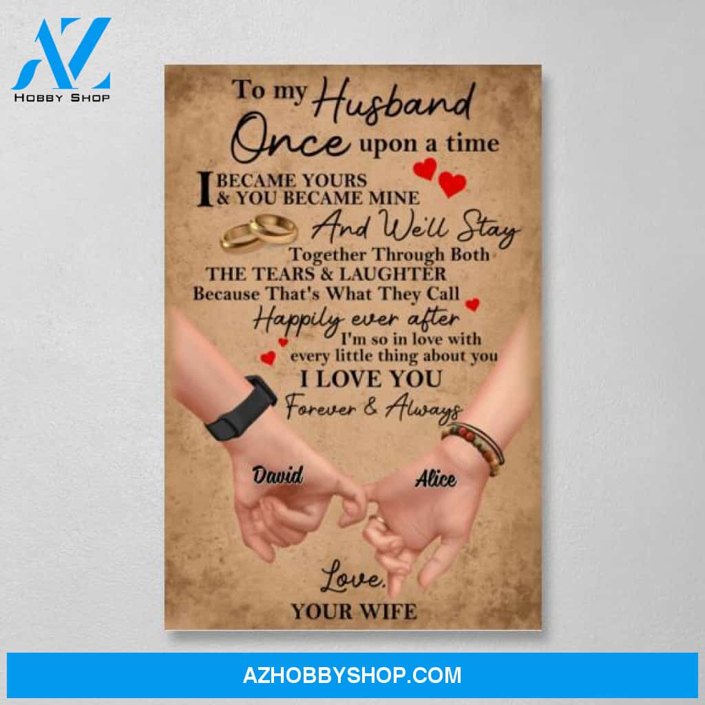 Personalized Canvas, To My Wife, To My Husband, Holding Hands Couple Gift, Gift For Her, Gift For Him