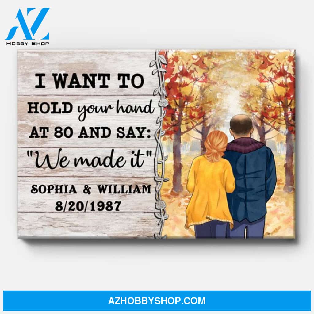 Personalized I Want To Hold Your Hand Canvas, Autumn Fall, Premium Canvas Wall Art