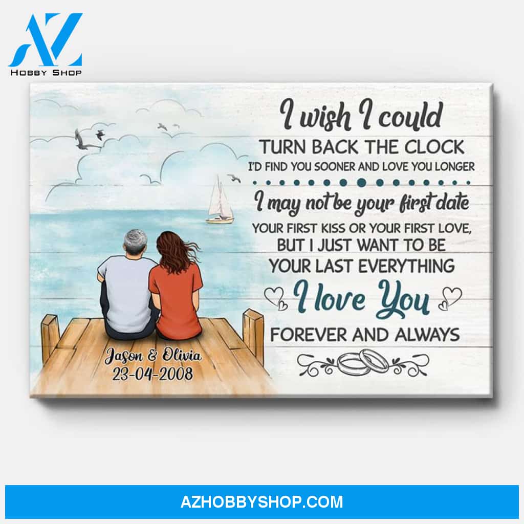Personalized I Wish I Could Turn Back The Clock Canvas, Beach Dock, Premium Canvas Wall Art
